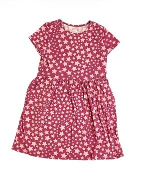 Wonder Nation Short Sleeve Play Dress, Pink Dress with Stars